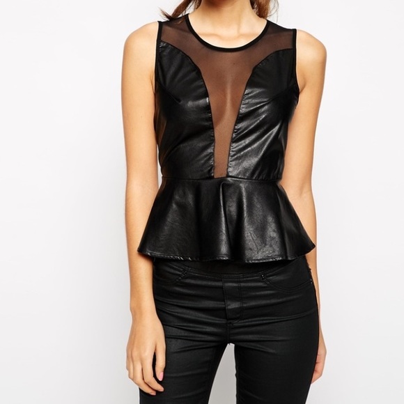 For Love and Lemons Tops - For love and lemons Lulu faux leather peplum top
