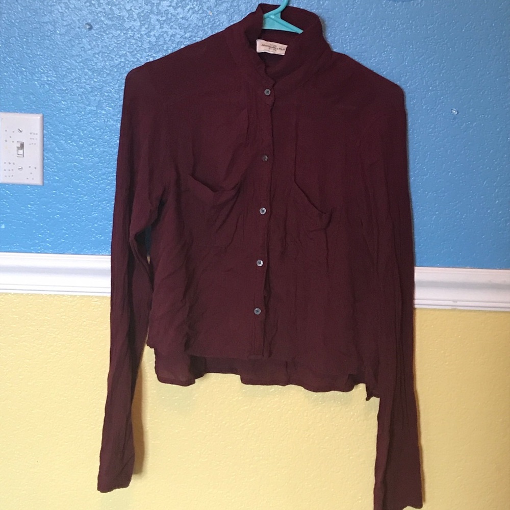 Maroon button up top women's