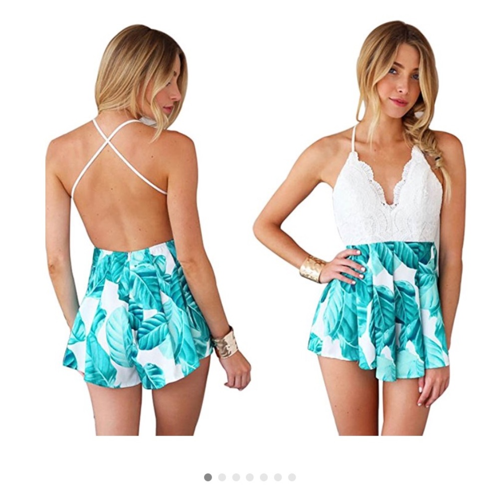 Deep v neck romper / playsuit