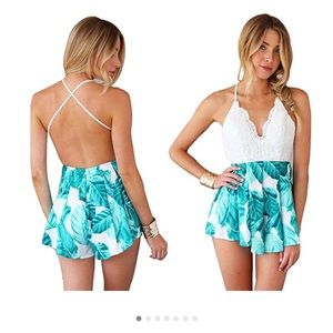 Deep v neck romper / playsuit
