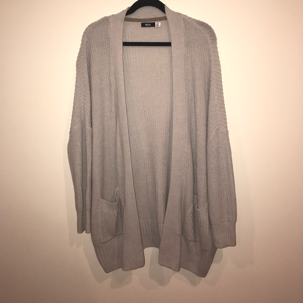 BDG LIGHT GRAY CARDIGAN LONG WITH BIG POCKETS
