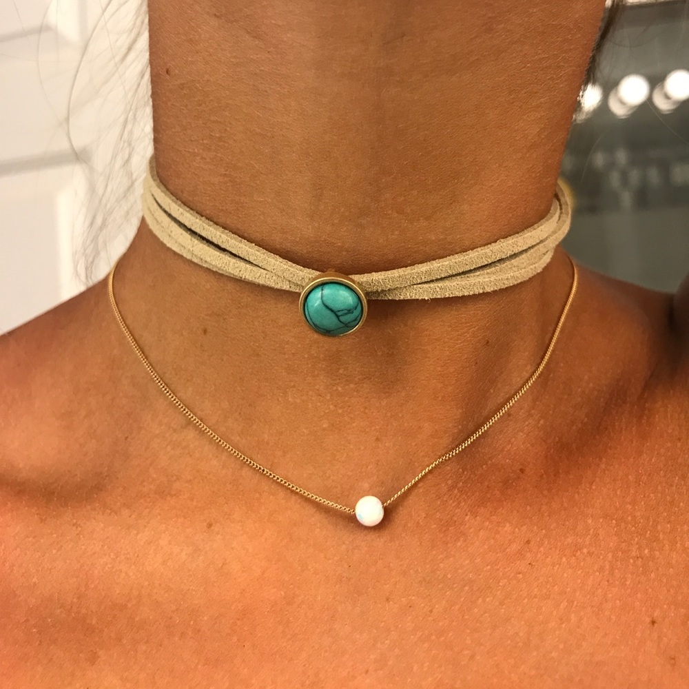 Taupe suede choker
