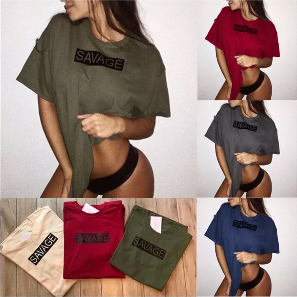 SZ M-L Green "Savage" Short Sleeved Tee - Picture 3 of 5