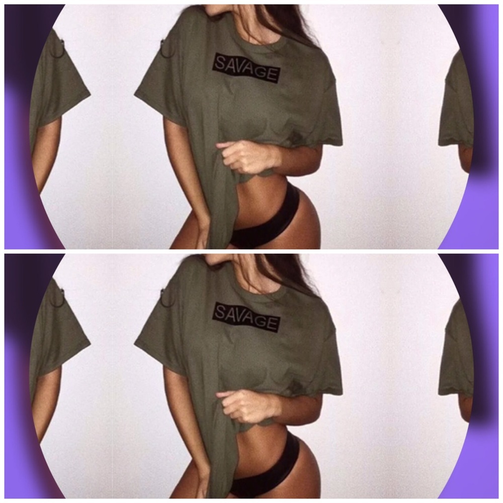 SZ M-L Green "Savage" Short Sleeved Tee - Picture 2 of 5