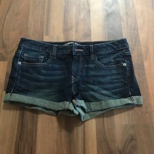 Express dark denim shorts