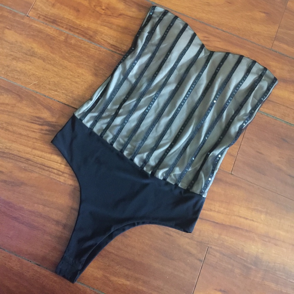 Sequinned Bodysuit Strapless top