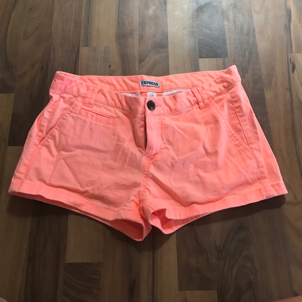 Express neon coral shorts