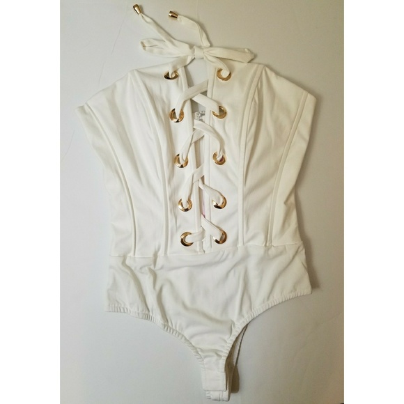 🥀Suede White Lace Up Bodysuit 🥀 - Picture 5 of 5