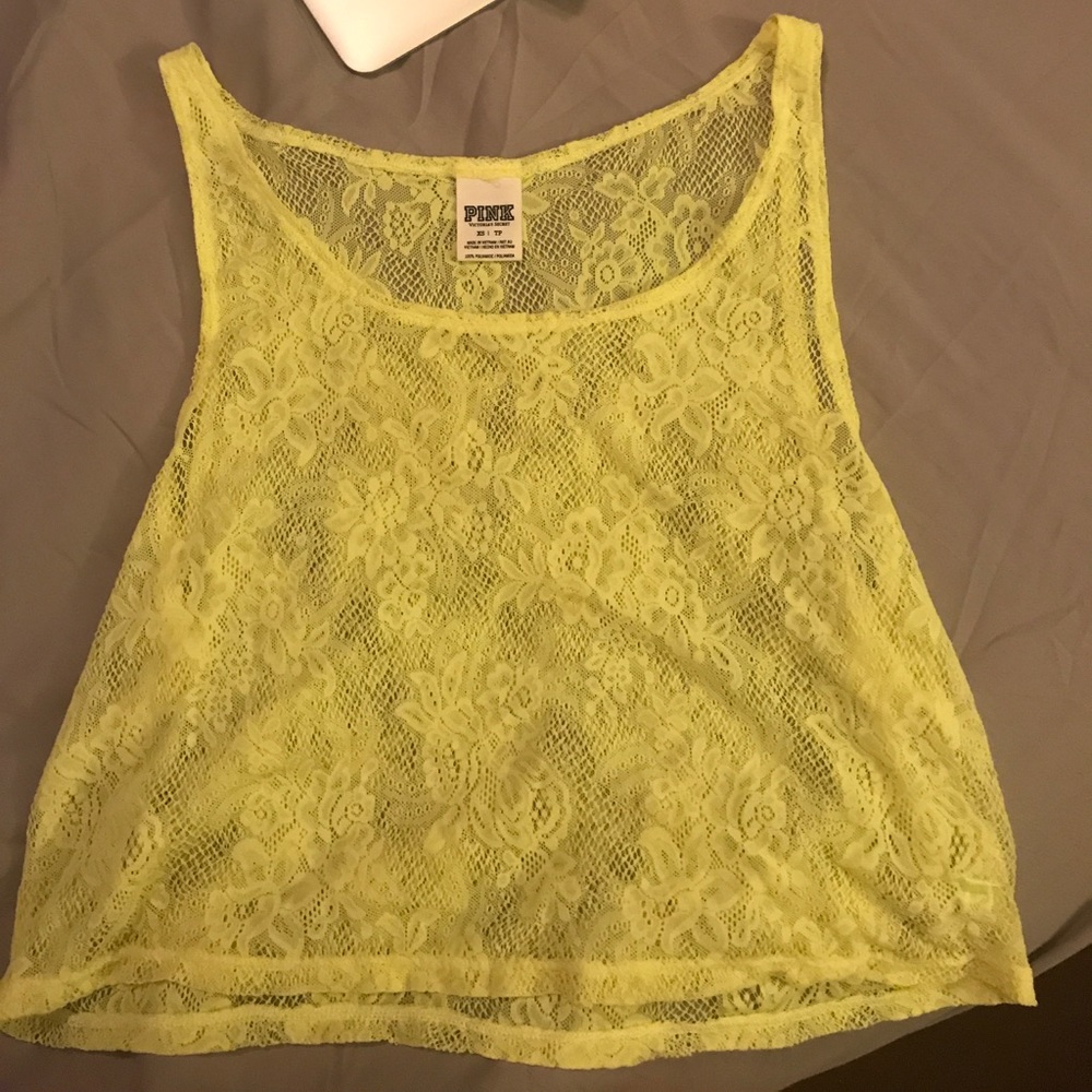 VS PINK neon yellow tank crop top