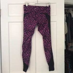 lululemon leggings: purple and navy cheetah