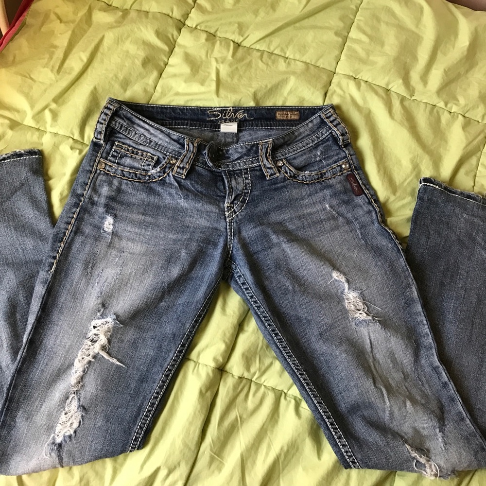 silver jeans
