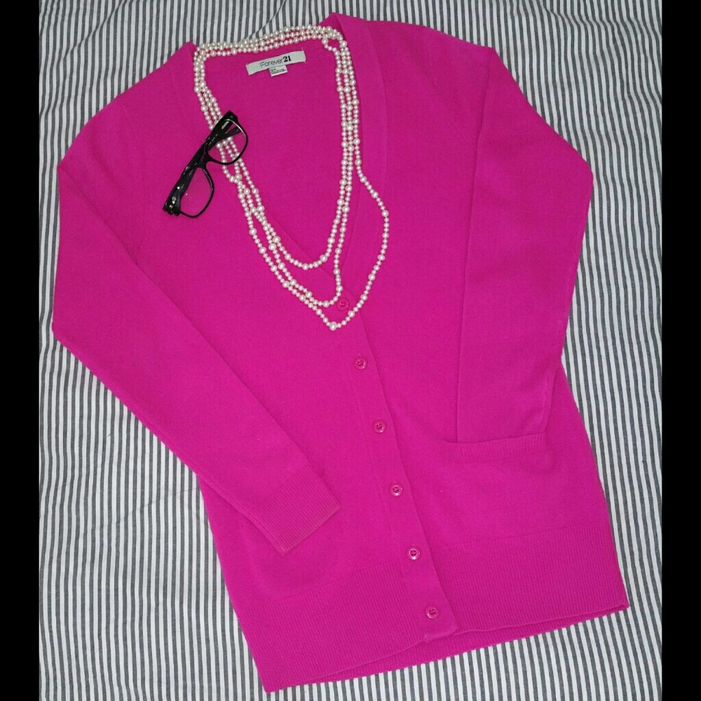 Forever 21 hot pink cardigan sweater Sz S