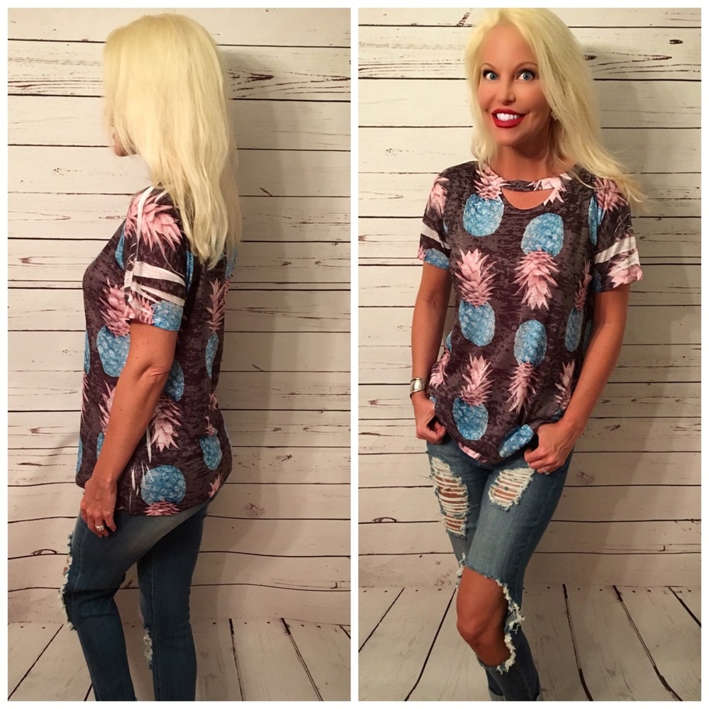 🎉 HP Premium Burnout Fabric Pineapple 🍍 top! - Picture 5 of 5