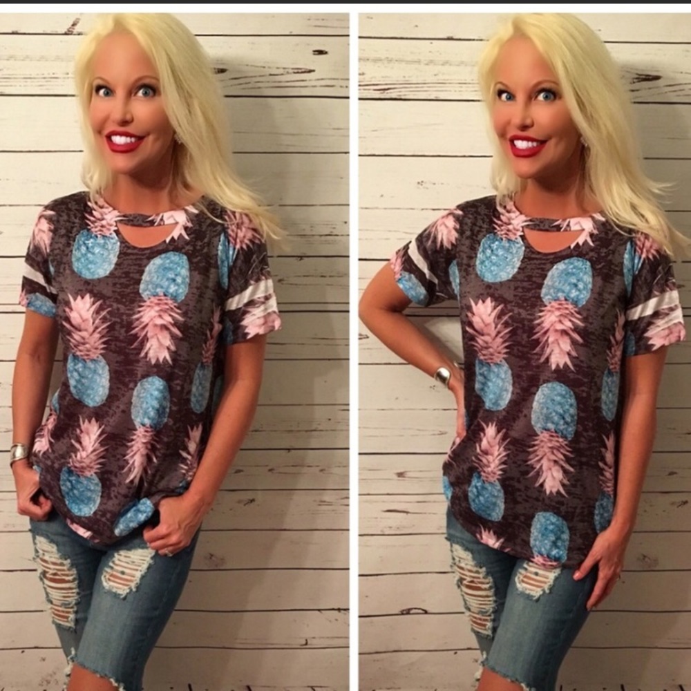 🎉 HP Premium Burnout Fabric Pineapple 🍍 top! - Picture 3 of 5