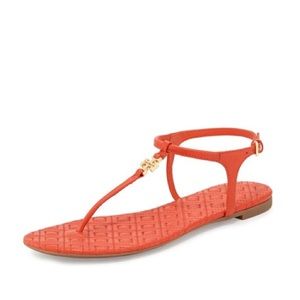 Tory Butch Quilted T-strap Sandal, Poppy Red.