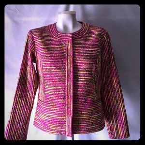 Chico's Size 0. Hot Pink w rainbow colorful pleats