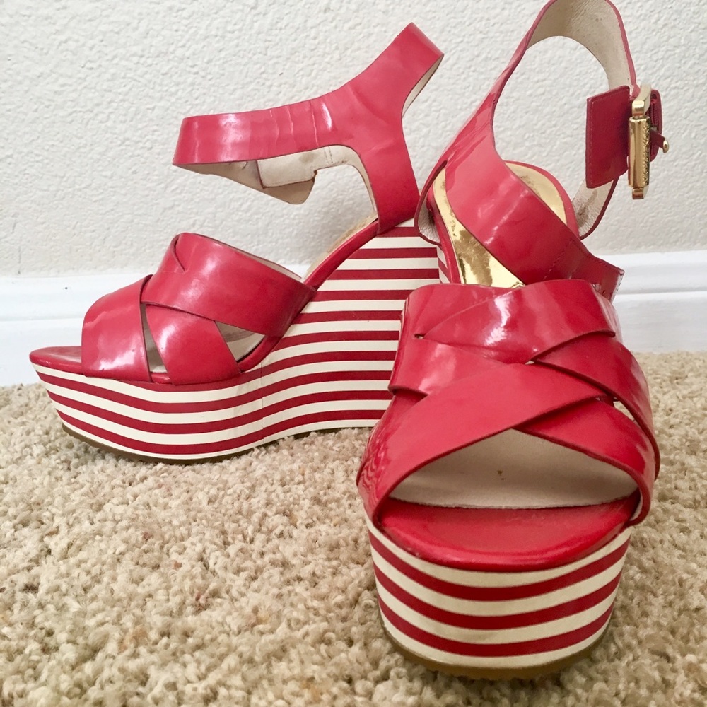 Michael Kors red and white wedges