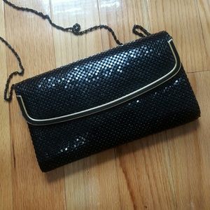 Vintage Roomy Shimmery Black Clutch/Purse