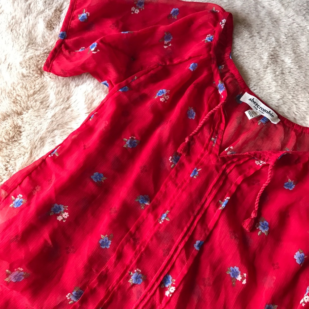 Abercrombie red floral shirt