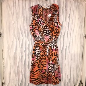 Cato leopard sleeveless dress