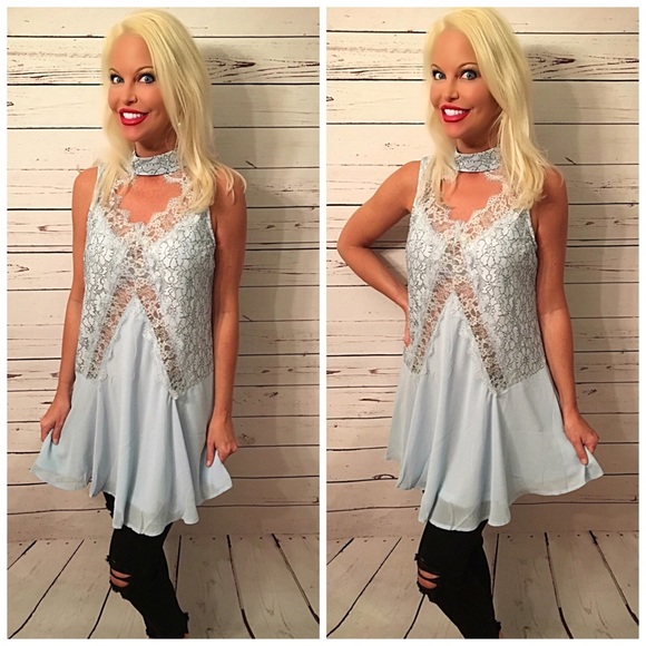 Dresses & Skirts - LAST ONE Baby Blue lace fully lined tunic/dress!