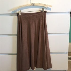 Faux suede brown midi skirt!