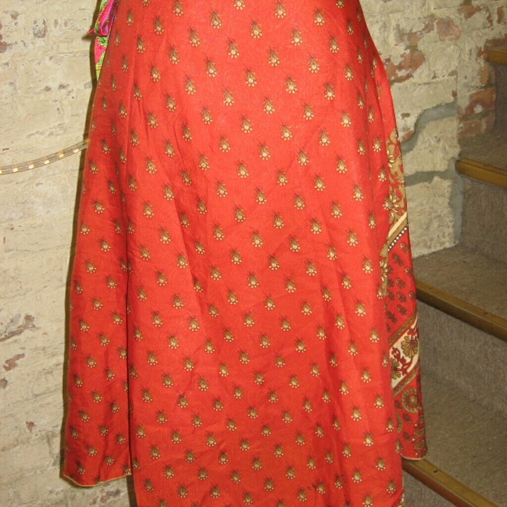 Long reversible silk skirt