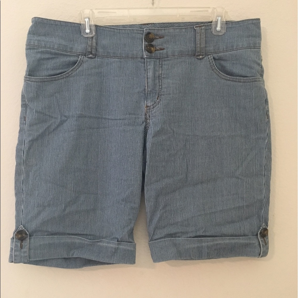 Striped denim shorts