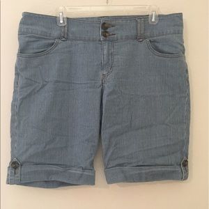 Striped denim shorts