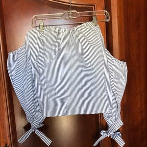 Striped blue and white off the shoulder top