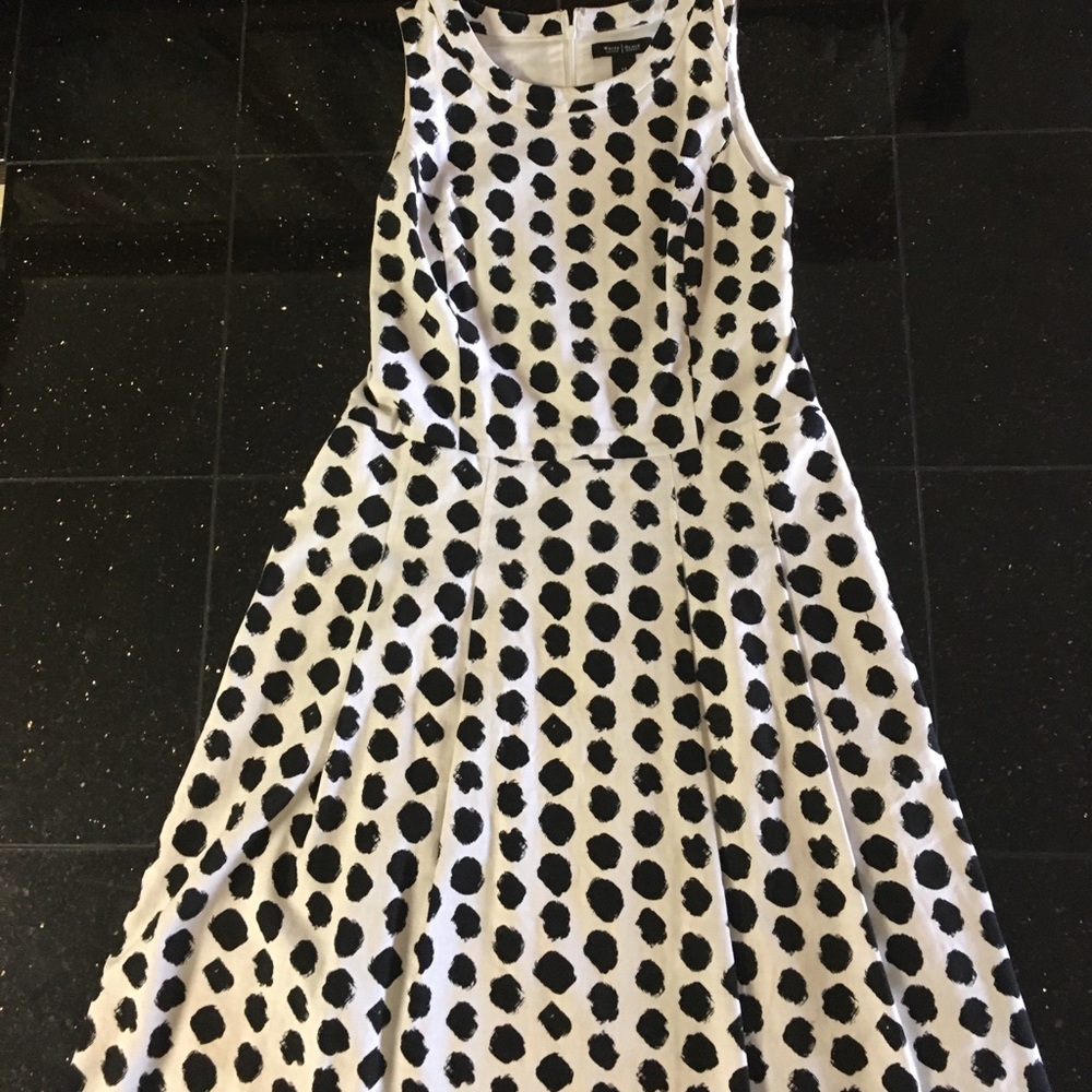 Black and white spots fit and flair dress size 14
