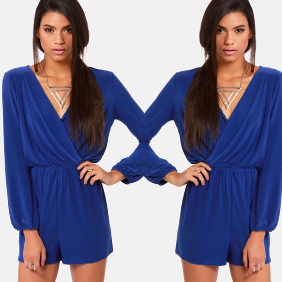 Lulus Pants - Lulu's Camellia-on Club Royal Blue Romper