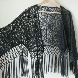 Forever 21 Fringe Kimono Size L Boho Blouse