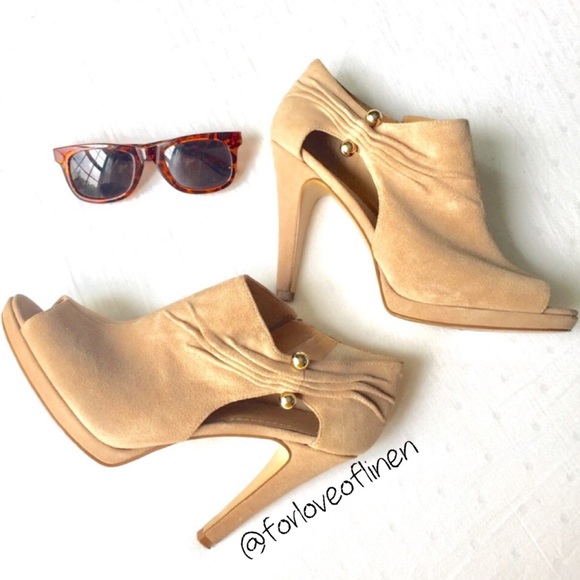 Nine West Shoes - {Nine West} Suede Open-Toe Booties