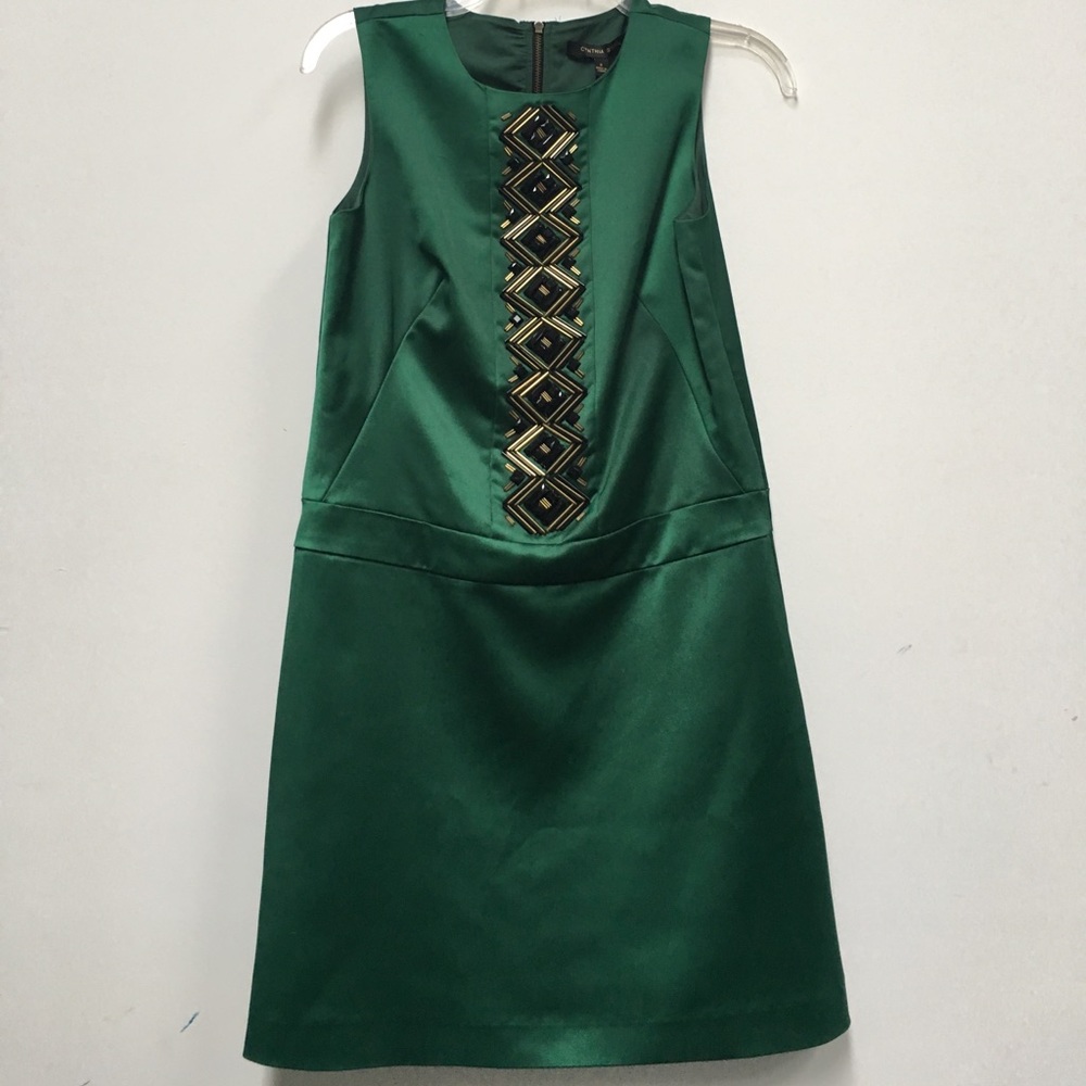 CYNTHIA STEFFE emerald green shift dress