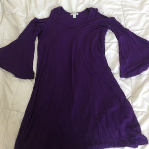 Deep purple cold shoulder dress