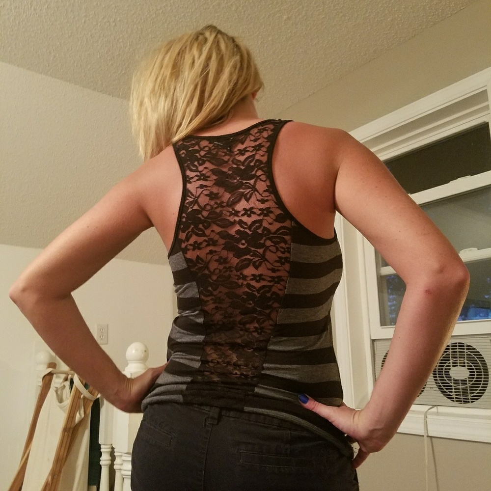 Black and charcoal Gray tank