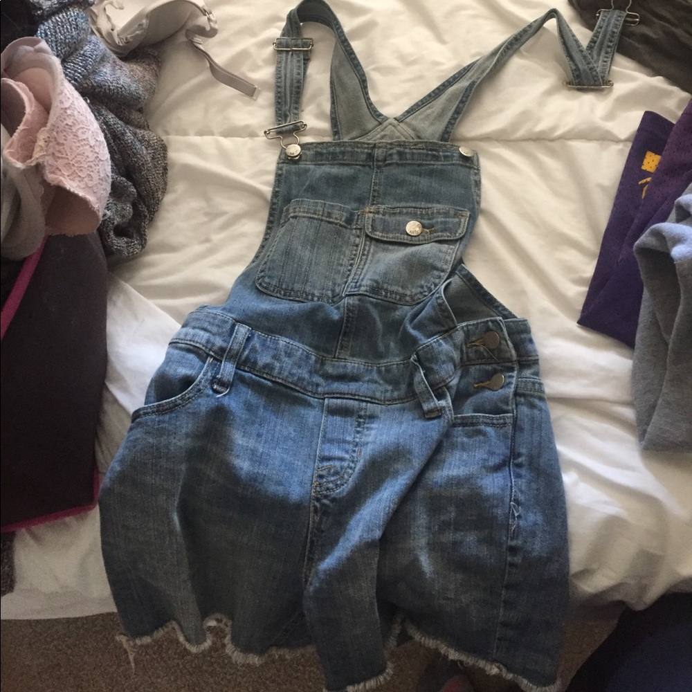 Denim short overalls