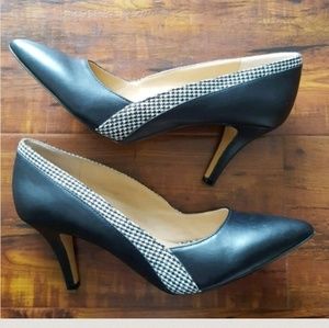 KELLY & KATIE Black Houndstooth Heels