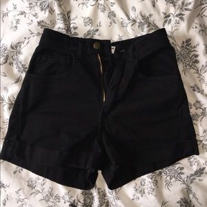 American apparel black high waisted shorts (24/25)