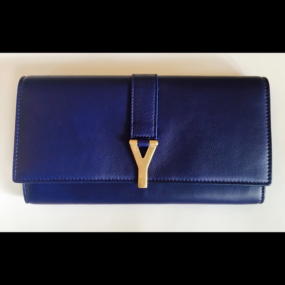 Yves Saint Laurent Handbags - New Saint Laurent Blue Y Wallet