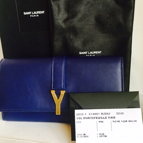 New Saint Laurent Blue Y Wallet - Picture 2 of 8