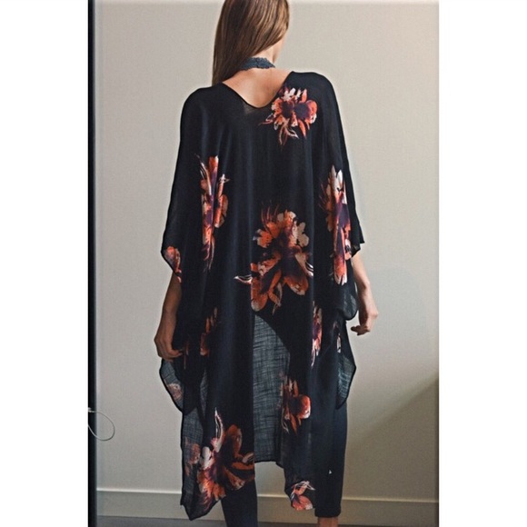 Floral Kimono Swim Cover Up Wrap OS - Picture 7 of 8