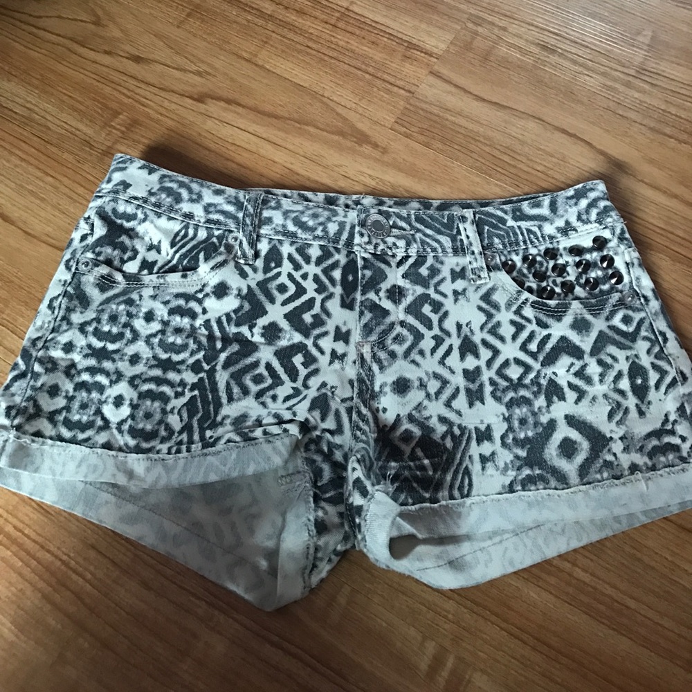 Aztec Print Denim Shorts