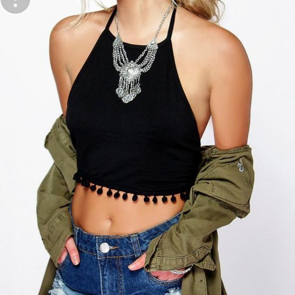 Pom Pom Tie Back Halter