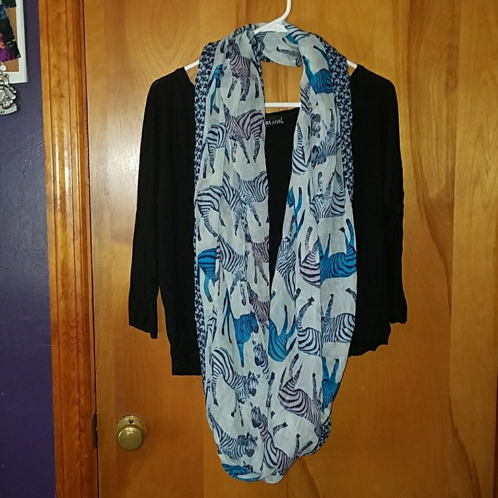 Black quarter sleeve shirt , and infinity scarf