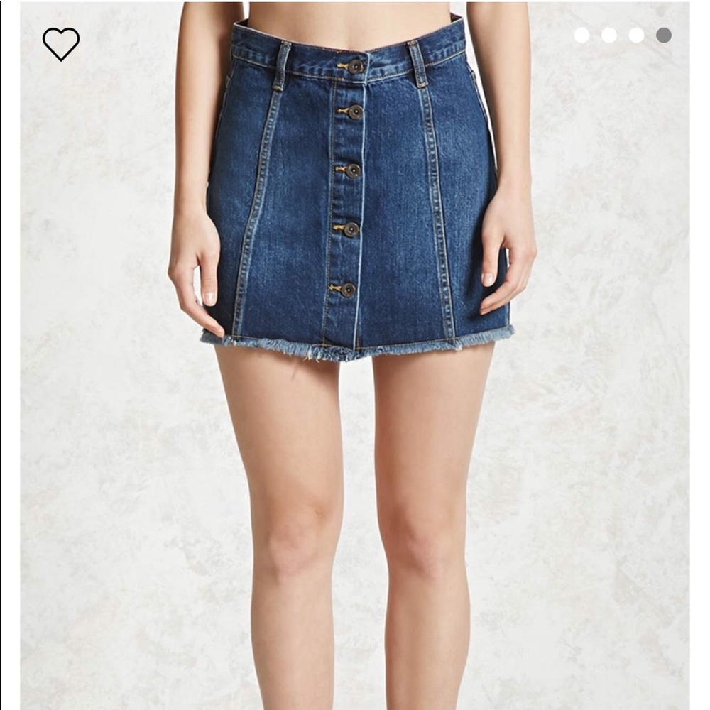 Dark denim button up skirt