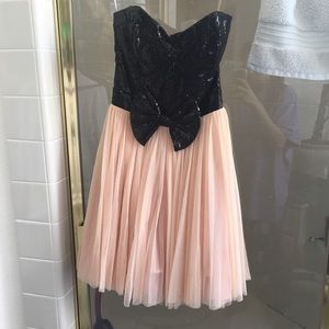 Black sequin and pink formal dress