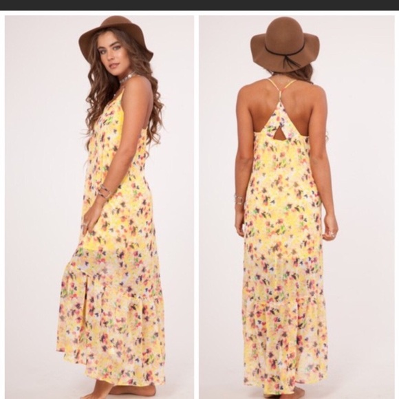 SUMMER CLEARANCE 💕Sunny yellow lined maxi dress! - Picture 4 of 4