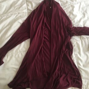 wine color cardigan